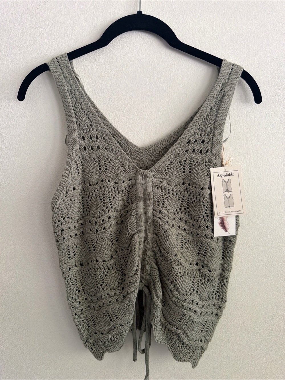 NWT sage green crochet tank